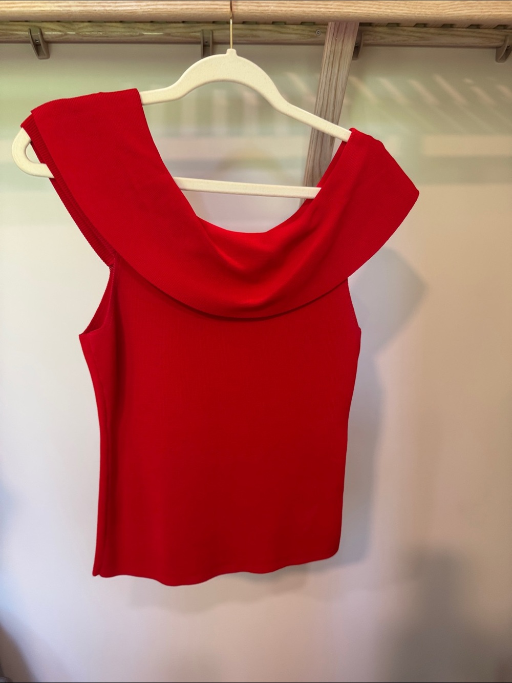White House Black Market Red Draped Off-Shoulder Camisole